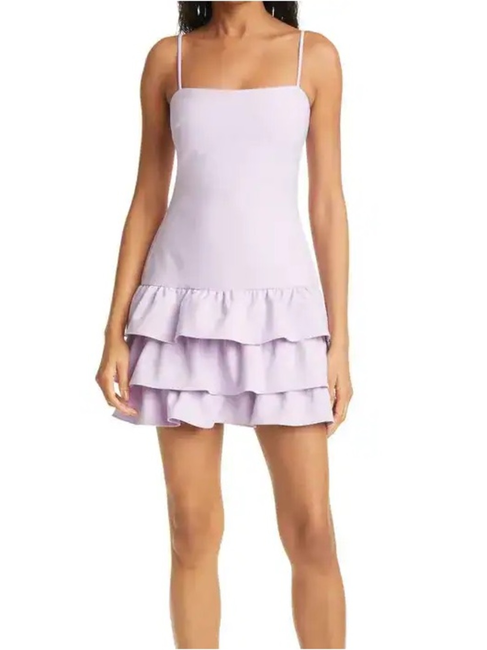 Likely Amica Tiered Ruffle Hem Mini Dress in Orchid Bloom